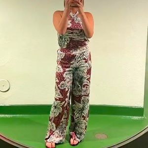 Rachel Zoe Palm Tree Print Halter Top & Pant Set